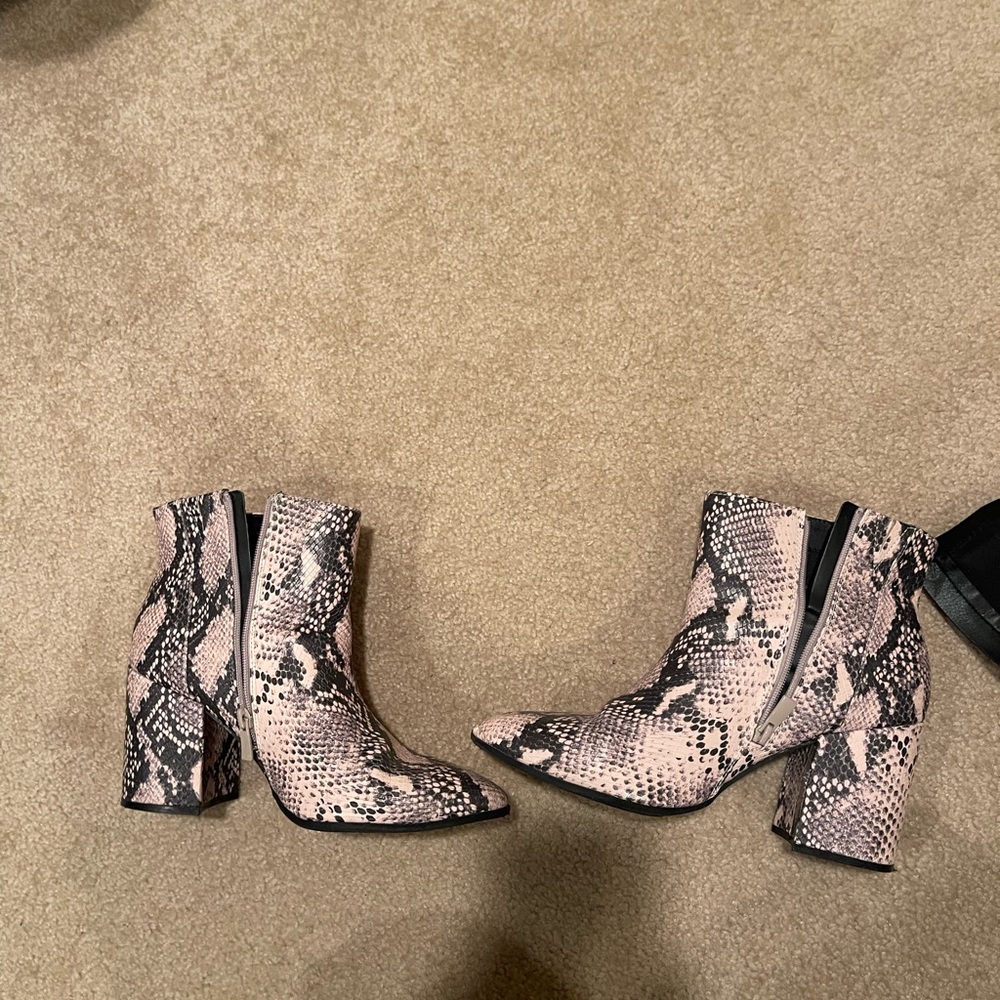 Torrid Pink and Black Snake Print Ankle Boots